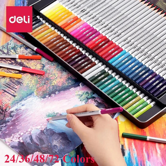 Deli 24/36/48/72 Color Pencil Set Watercolor Drawing Water Soluble Colored Pencils Coloured Pencils for Children Coloring Books