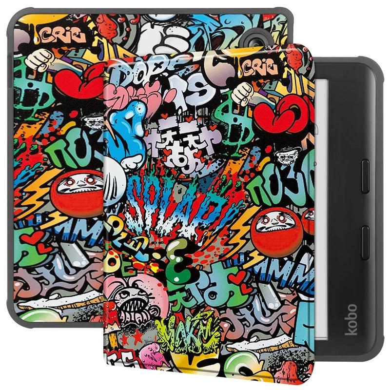 For Funda Kobo Libra Colour 7"  Smart Case PU Leather Flip Book Cover For Coque Kobo Libra Colour 2024 TPU Back Shell