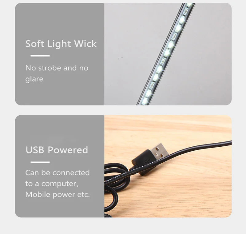 LED Clip-on Desk Lamp Eye Protection 360° Steering 3 Light Colours 10 Brightnesses Infinitely Dimmable 2M Cable Length 5W USB Po