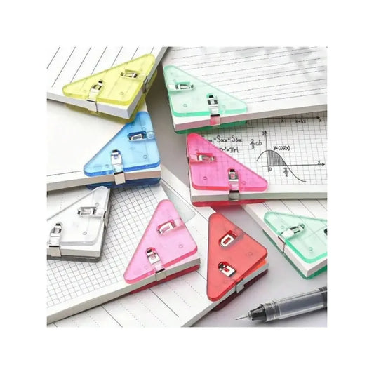 5pcs Triangle Transparent File Edge Clip Metal Firm Office School Supplies, Multiple Colour Test Paper Book Anti-Roll