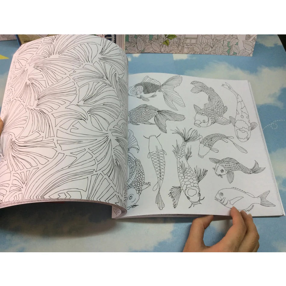 Japanese Coloring Books For Adults JAPAN SECRET Colouring Books Relieve Stress Painting Graffiti Book libro Colorear Adultos