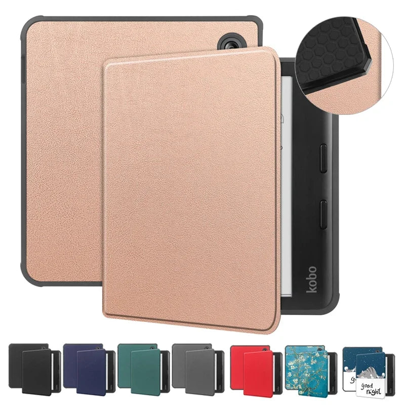 For Funda Kobo Libra Colour 7"  Smart Case PU Leather Flip Book Cover For Coque Kobo Libra Colour 2024 TPU Back Shell