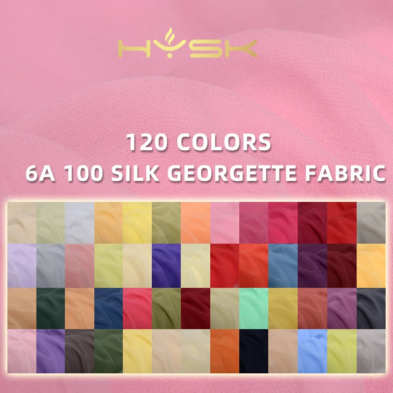 HYSK 100% pure natural silk satin georgette crepe heavy fabric swatches color catalog pallet book solid plain silk Colour Card